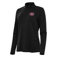 Women's Antigua Black Montreal Canadiens Reprocess Quarter-Zip Top