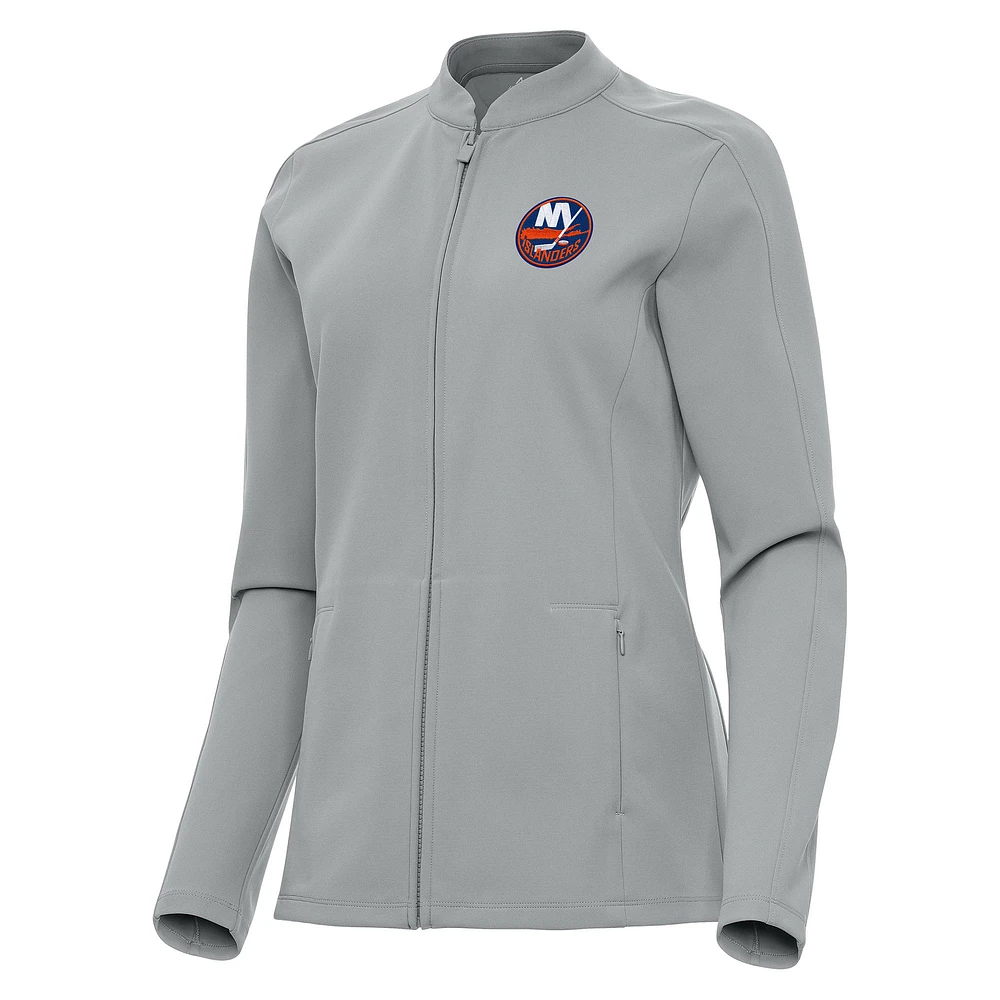 Women's Antigua Gray New York Islanders Regard Full-Zip Jacket