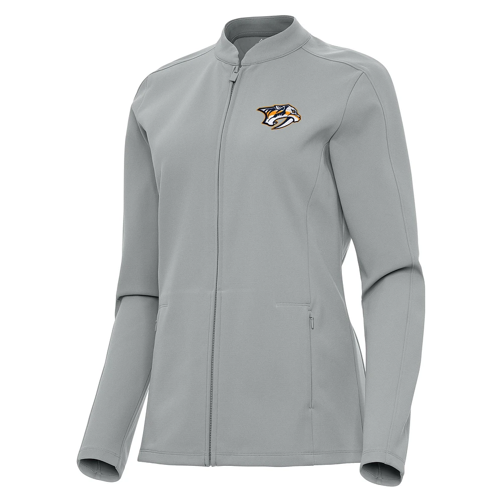 Women's Antigua Gray Nashville Predators Regard Full-Zip Jacket