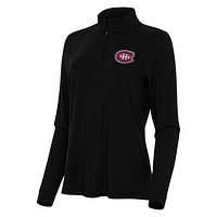 Women's Antigua Black Montreal Canadiens Intent Quarter-Zip Top