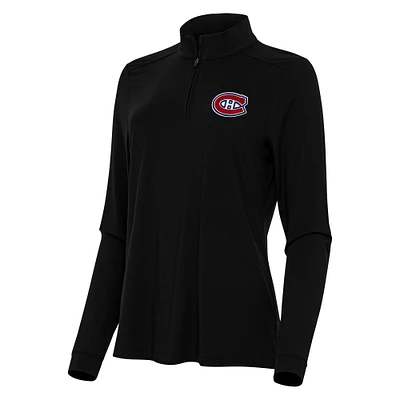 Women's Antigua Black Montreal Canadiens Intent Quarter-Zip Top