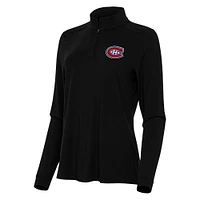 Women's Antigua Black Montreal Canadiens Intent Quarter-Zip Top