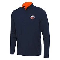 Men's Antigua Navy/Orange New York Islanders Content Quarter-Zip Pullover Top