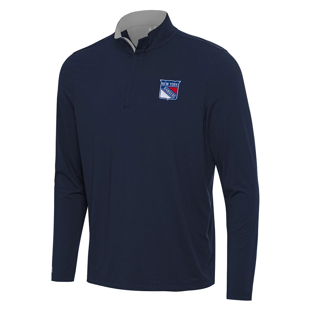 Men's Antigua Navy/ New York Rangers Content Quarter-Zip Pullover Top