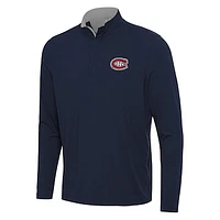 Men's Antigua Navy/Gray Montreal Canadiens Content Quarter-Zip Pullover Top