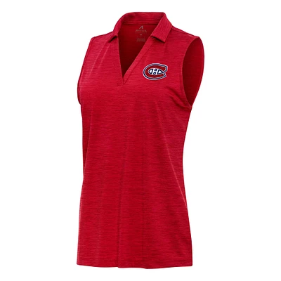 Women's Antigua Heather Montreal Canadiens Layout Sleeveless V-Neck Polo
