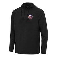 Men's Antigua Heather New York Islanders Spikes Quarter-Zip Hoodie