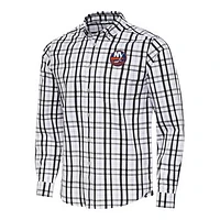 Men's Antigua  Black/Gray New York Islanders Tending 2 Button-Down Long Sleeve Shirt