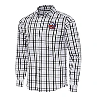 Men's Antigua  Black/Gray New York Islanders Tending 2 Button-Down Long Sleeve Shirt