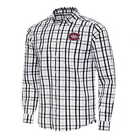 Men's Antigua /Gray Montreal Canadiens Tending 2 Button-Down Long Sleeve Shirt
