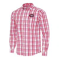 Men's Antigua /Gray Montreal Canadiens Tending 2 Button-Down Long Sleeve Shirt