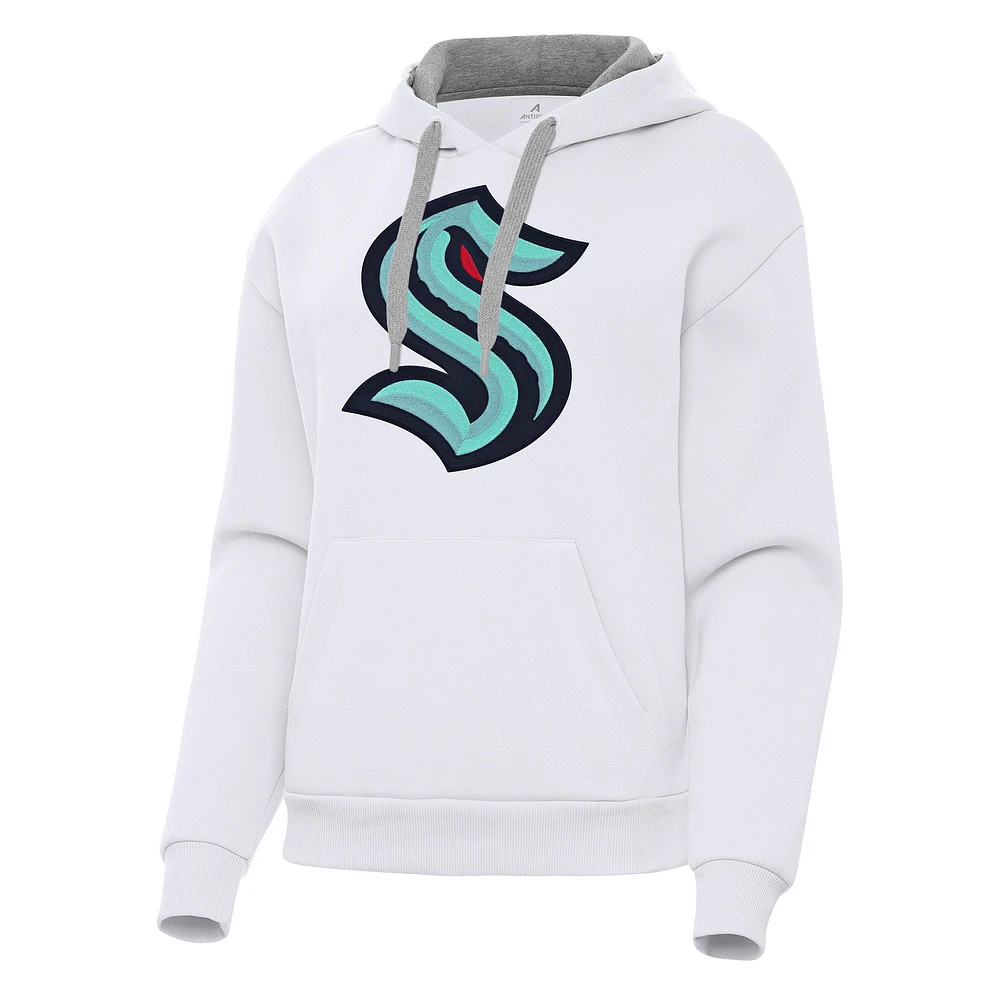 Women's Antigua White Seattle Kraken Victory Pullover Hoodie