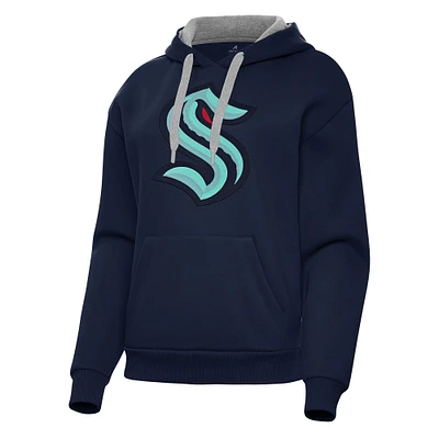 Women's Antigua Deep Sea Blue Seattle Kraken Victory Pullover Hoodie