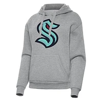 Women's Antigua Heather Gray Seattle Kraken Victory Pullover Hoodie