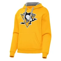 Women's Antigua Gold Pittsburgh Penguins Victory Pullover Hoodie
