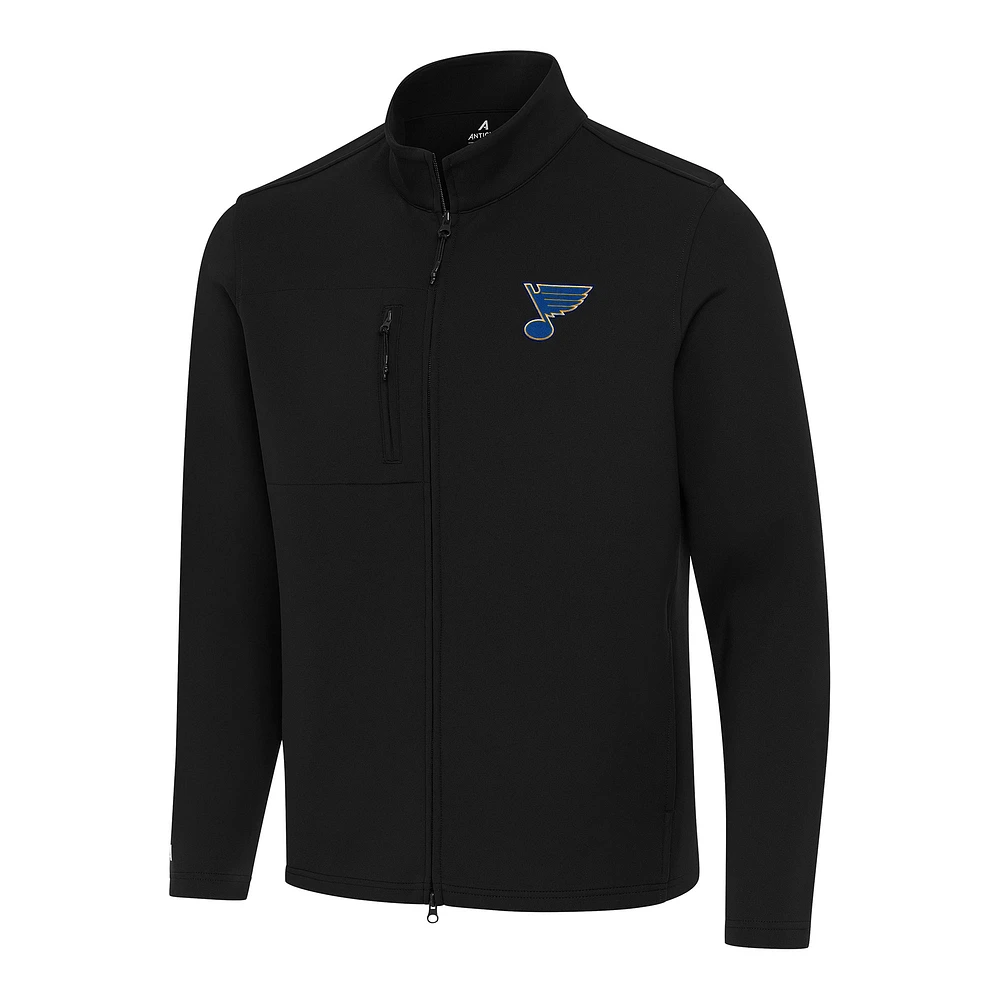 Men's Antigua Black St. Louis Blues Objection Double-Peached Full-Zip Jacket