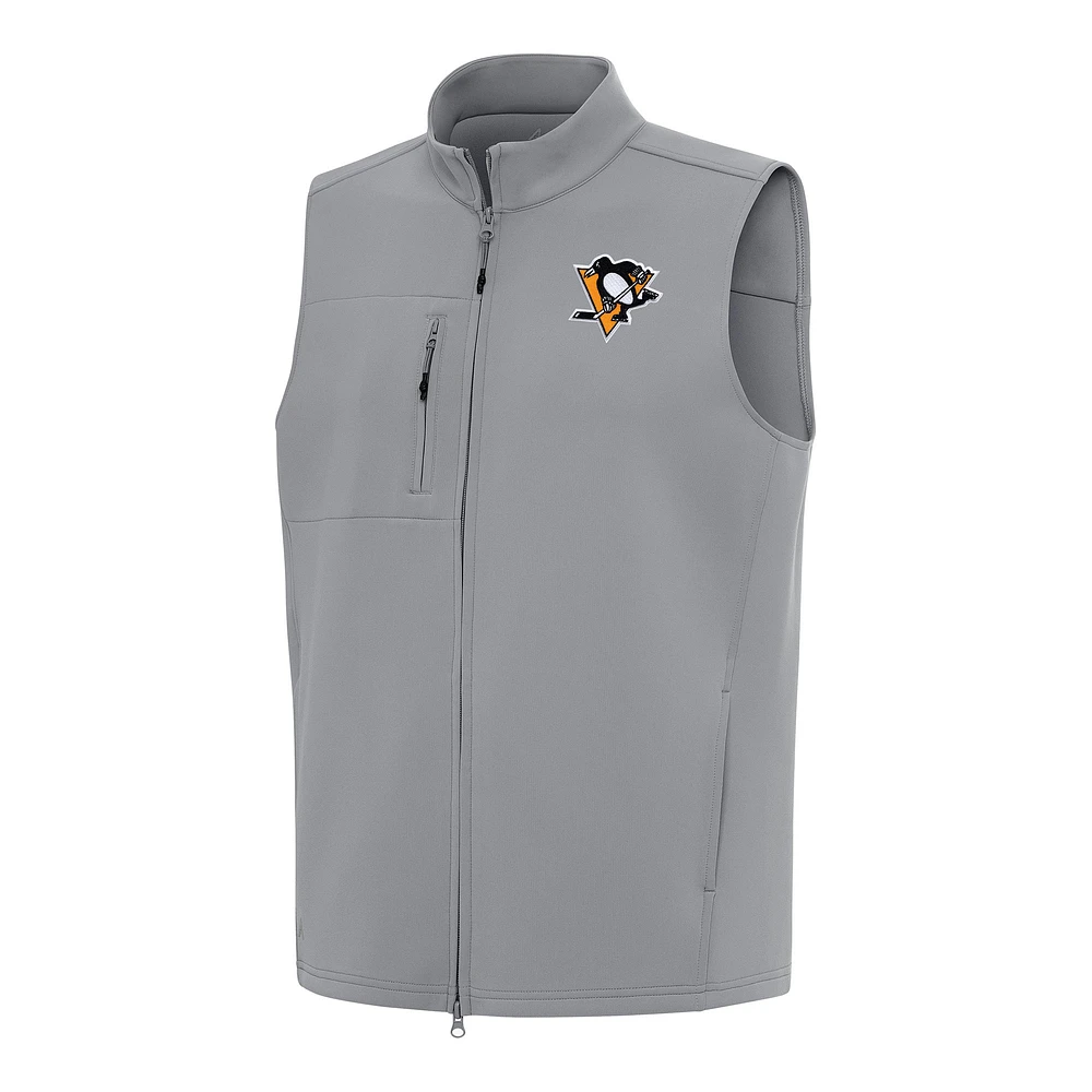 Men's Antigua Gray Pittsburgh Penguins Demand Full-Zip Vest