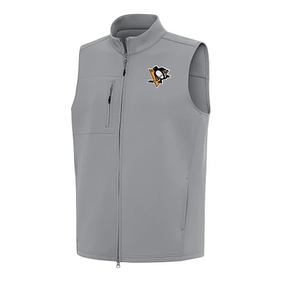 Men's Antigua Gray Pittsburgh Penguins Demand Full-Zip Vest