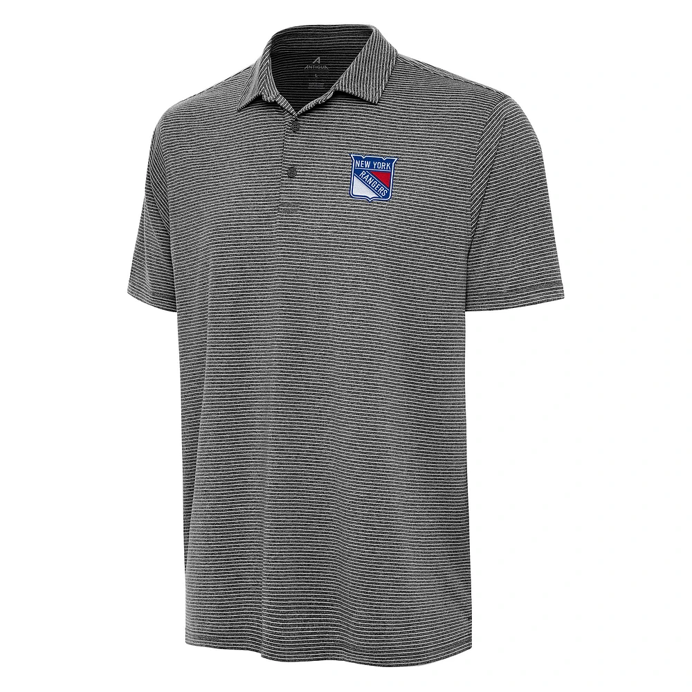 Men's Antigua Heather Black New York Rangers Scheme Polo