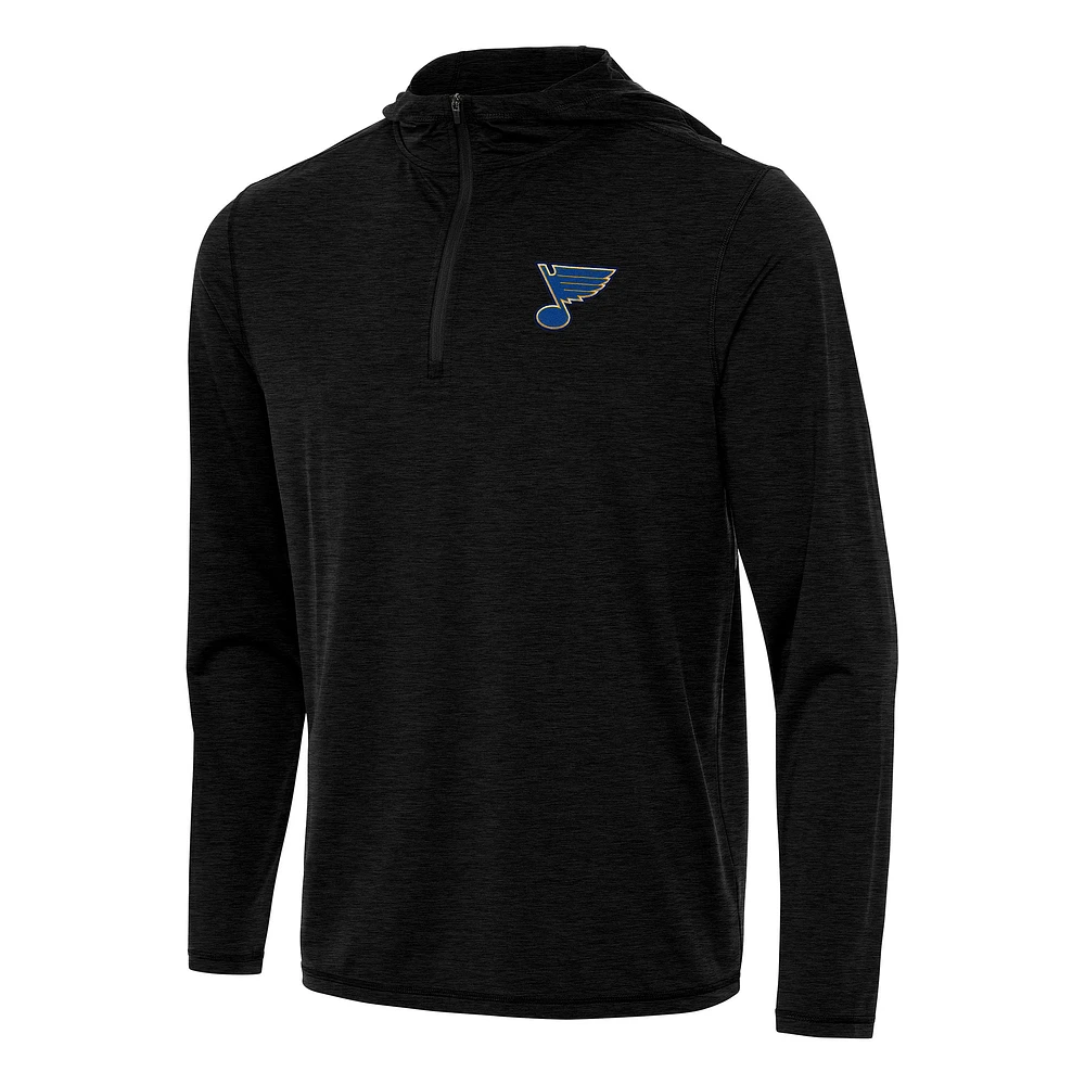 Men's Antigua Heather Black St. Louis Blues Tidy Quarter-Zip Hoodie