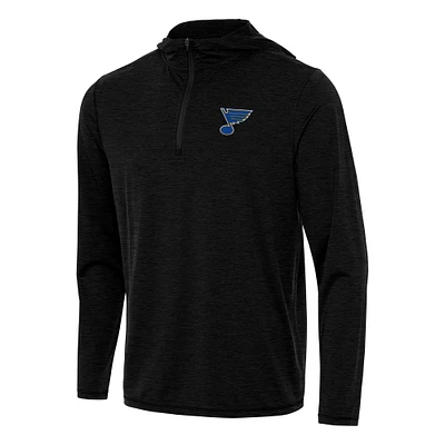 Men's Antigua Heather Black St. Louis Blues Tidy Quarter-Zip Hoodie