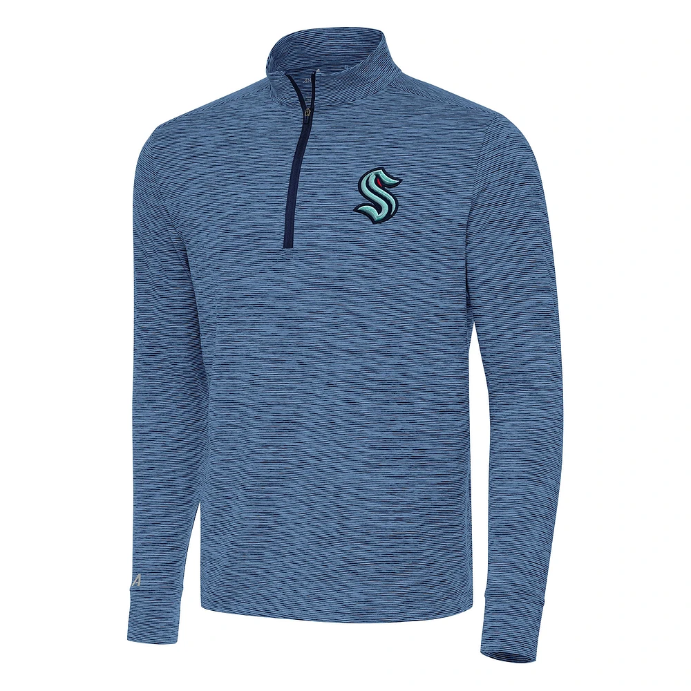 Men's Antigua Heather Navy Seattle Kraken Cause Quarter-Zip Top