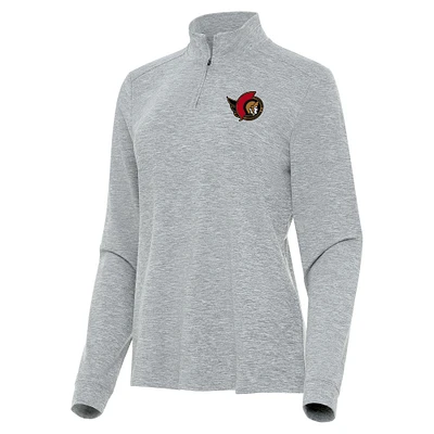 Women's Antigua  Heather Gray Ottawa Senators Mentor Quarter-Zip Mock Long Sleeve Top