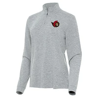 Women's Antigua  Heather Gray Ottawa Senators Mentor Quarter-Zip Mock Long Sleeve Top