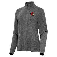 Women's Antigua  Heather Black Ottawa Senators Mentor Quarter-Zip Mock Long Sleeve Top