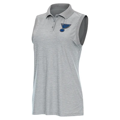 Women's Antigua  Heather Gray St. Louis Blues Recap Sleeveless Polo