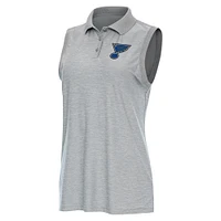 Women's Antigua  Heather Gray St. Louis Blues Recap Sleeveless Polo