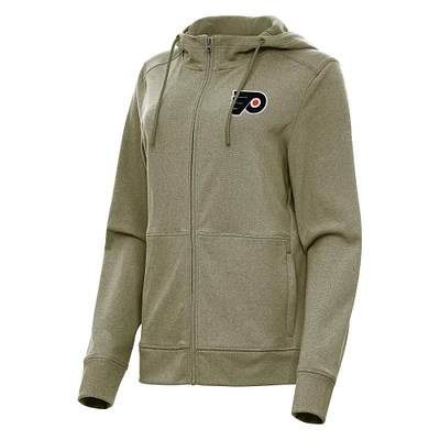 Women's Antigua Olive Philadelphia Flyers Seeker Full-Zip Hoodie