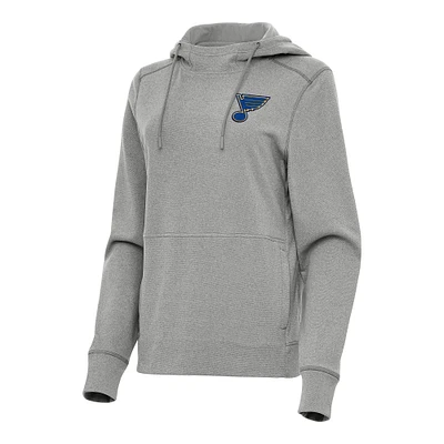 Women's Antigua Heather Gray St. Louis Blues Justice Pullover Hoodie