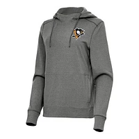 Women's Antigua Heather Black Pittsburgh Penguins Justice Pullover Hoodie