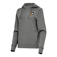Women's Antigua Heather Black Pittsburgh Penguins Justice Pullover Hoodie