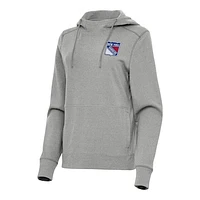 Women's Antigua Heather New York Rangers Justice Pullover Hoodie