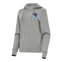 Women's Antigua Heather New York Rangers Justice Pullover Hoodie