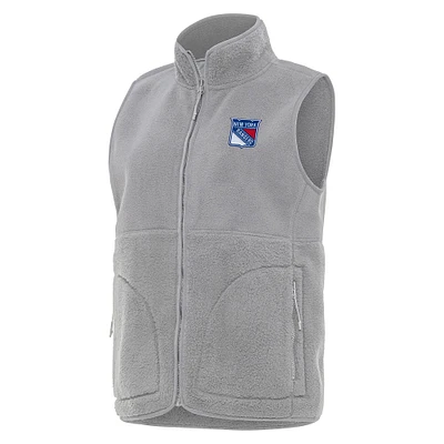 Women's Antigua  Gray New York Rangers Nostalgic Full-Zip Vest