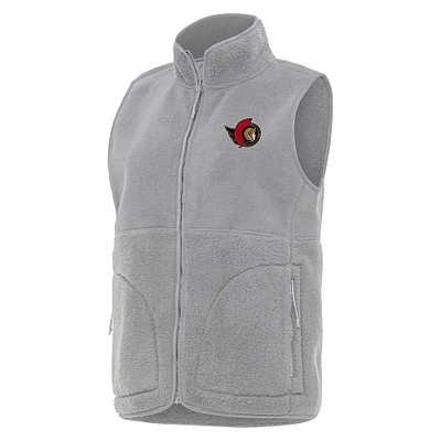 Women's Antigua  Gray Ottawa Senators Nostalgic Full-Zip Vest