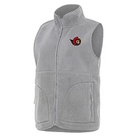 Women's Antigua  Gray Ottawa Senators Nostalgic Full-Zip Vest