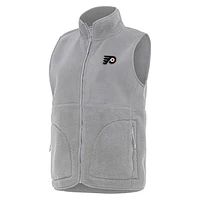 Women's Antigua  Gray Philadelphia Flyers Nostalgic Full-Zip Vest