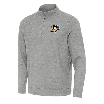 Men's Antigua Heather Pittsburgh Penguins Subtle Quarter-Zip Sweatshirt