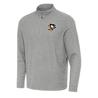 Men's Antigua Heather Pittsburgh Penguins Subtle Quarter-Zip Sweatshirt