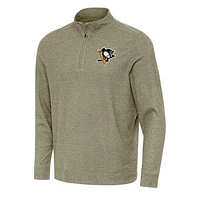 Men's Antigua Olive Pittsburgh Penguins Subtle Quarter-Zip Sweatshirt