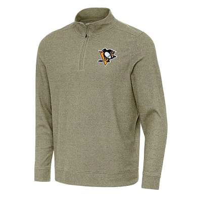 Men's Antigua Olive Pittsburgh Penguins Subtle Quarter-Zip Sweatshirt