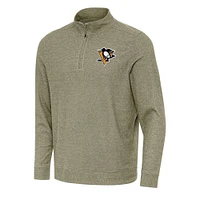 Men's Antigua Olive Pittsburgh Penguins Subtle Quarter-Zip Sweatshirt