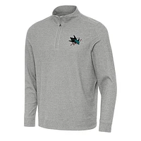 Men's Antigua Heather San Jose Sharks Subtle Quarter-Zip Sweatshirt