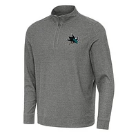 Men's Antigua Heather San Jose Sharks Subtle Quarter-Zip Sweatshirt
