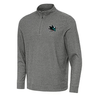 Men's Antigua Heather San Jose Sharks Subtle Quarter-Zip Sweatshirt