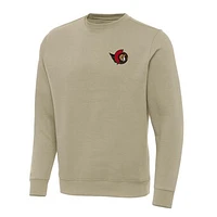 Men's Antigua Khaki Ottawa Senators Victory Crewneck Pullover Sweatshirt